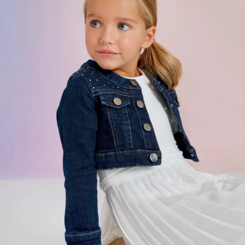 Kids premium cropped bejeweled Denim Jacket jr 6